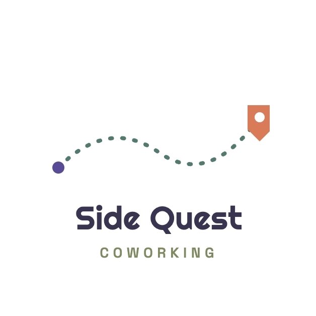 Sidequest logo with a sword and shield, representing the coworking space's commitment to helping local professionals conquer their work challenges